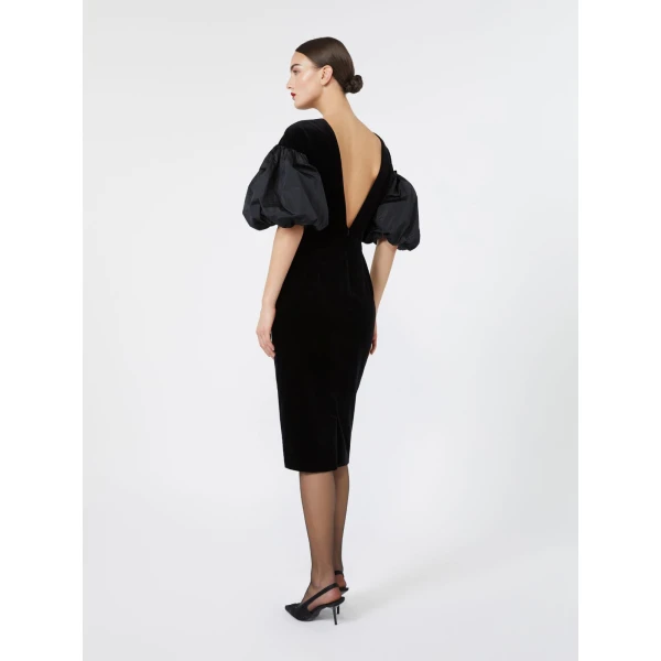 Max Mara Tropico Velvet Midi Dress in Black | Midi Dresses | Coveti