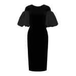 Max Mara Tropico Velvet Midi Dress in Black | Midi Dresses | Coveti