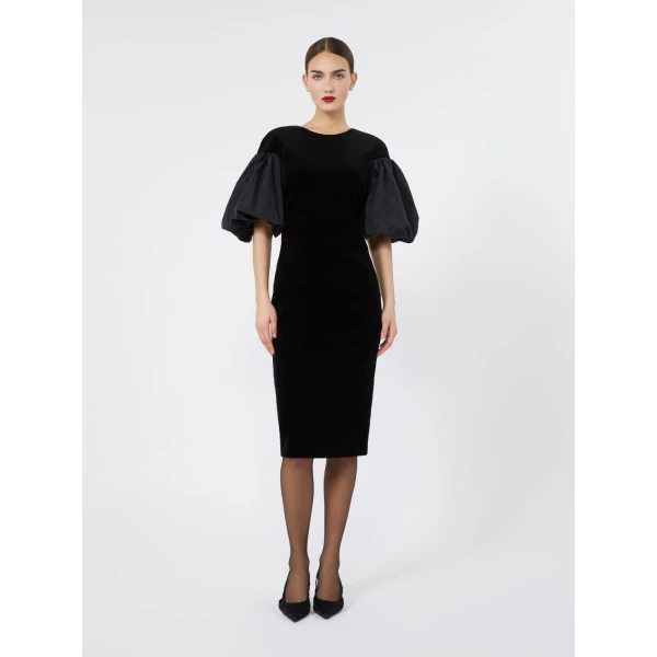 Max Mara Tropico Velvet Midi Dress in Black | Midi Dresses | Coveti