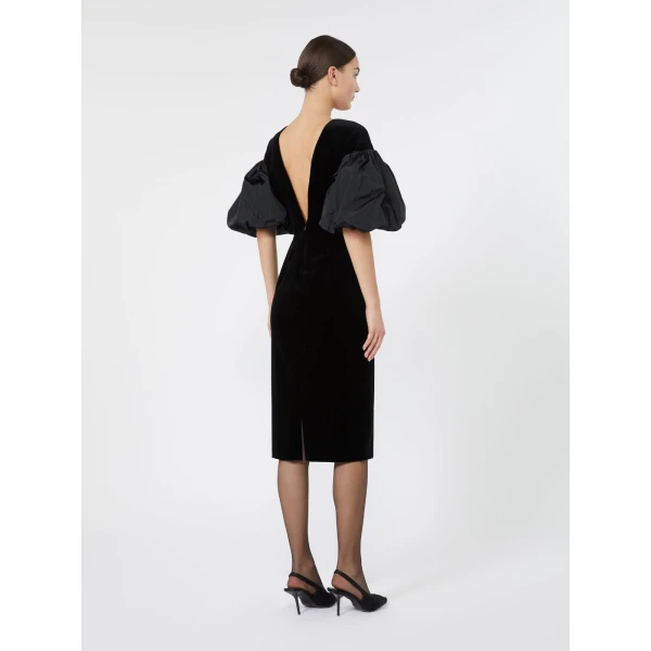 Max Mara Tropico Velvet Midi Dress in Black | Midi Dresses | Coveti