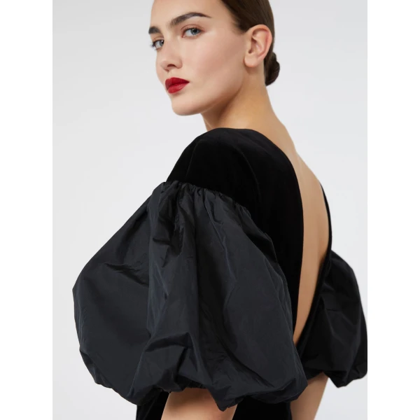 Max Mara Tropico Velvet Midi Dress in Black | Midi Dresses | Coveti