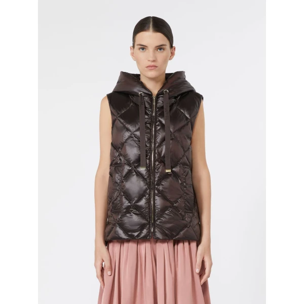 Max Mara Tropico Water-Repellent Canvas Padded Gilet in Brown | Vests | Coveti