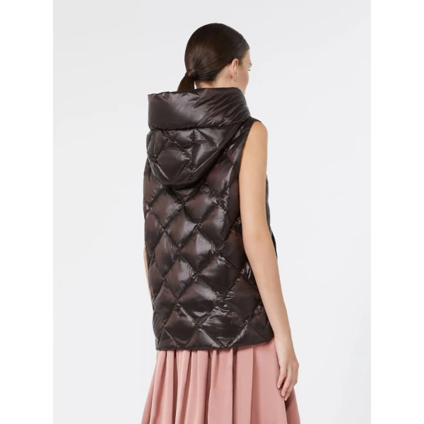 Max Mara Tropico Water-Repellent Canvas Padded Gilet in Brown | Vests | Coveti