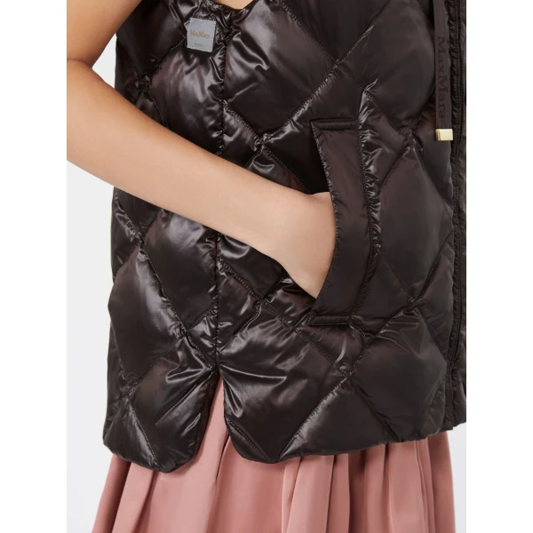 Max Mara Tropico Water-Repellent Canvas Padded Gilet in Brown | Vests | Coveti