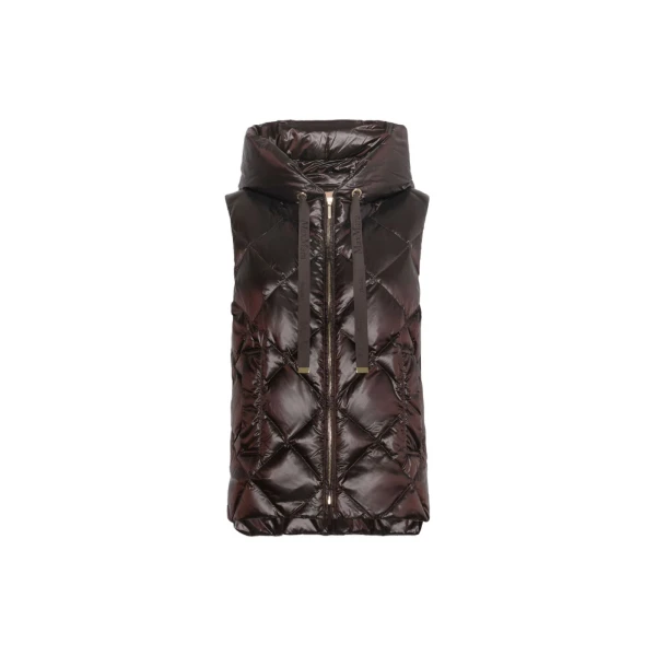 Max Mara Tropico Water-Repellent Canvas Padded Gilet in Brown | Vests | Coveti
