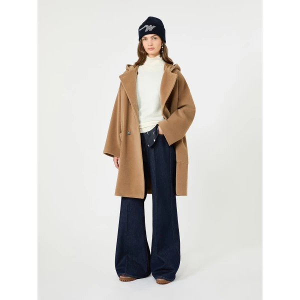 Max Mara Tropico Wool and Alpaca Hooded Coat in Camel | Wool Coat | Coveti