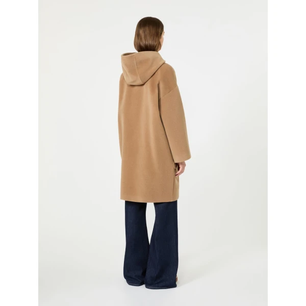 Max Mara Tropico Wool and Alpaca Hooded Coat in Camel | Wool Coat | Coveti