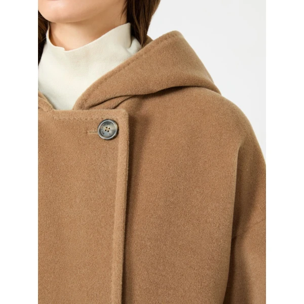 Max Mara Tropico Wool and Alpaca Hooded Coat in Camel | Wool Coat | Coveti