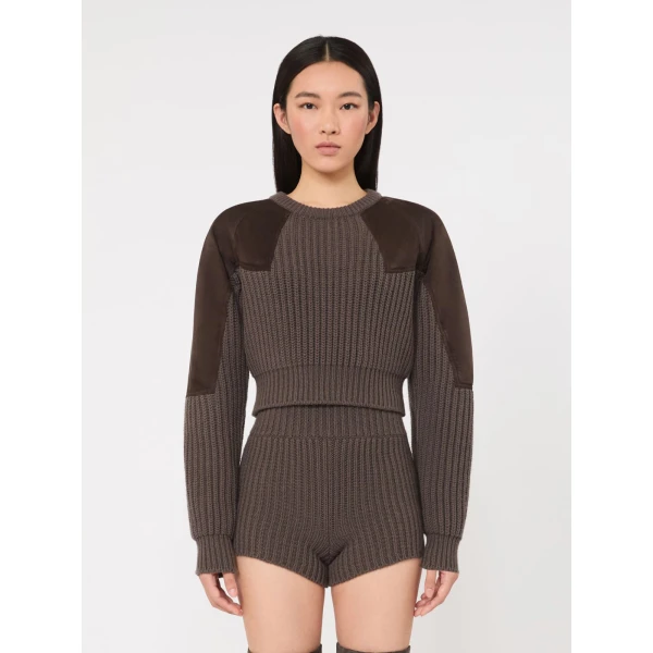 Max Mara Tropico Wool and Cashmere Ribbed Jumper in Mud | Sweaters | Coveti
