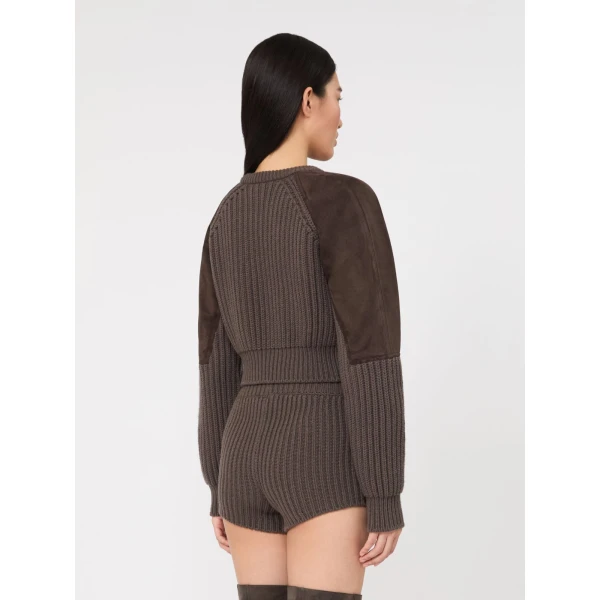 Max Mara Tropico Wool and Cashmere Ribbed Jumper in Mud | Sweaters | Coveti