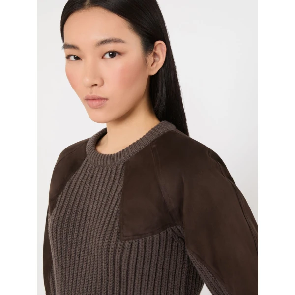Max Mara Tropico Wool and Cashmere Ribbed Jumper in Mud | Sweaters | Coveti