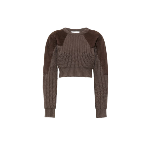 Max Mara Tropico Wool and Cashmere Ribbed Jumper in Mud | Sweaters | Coveti