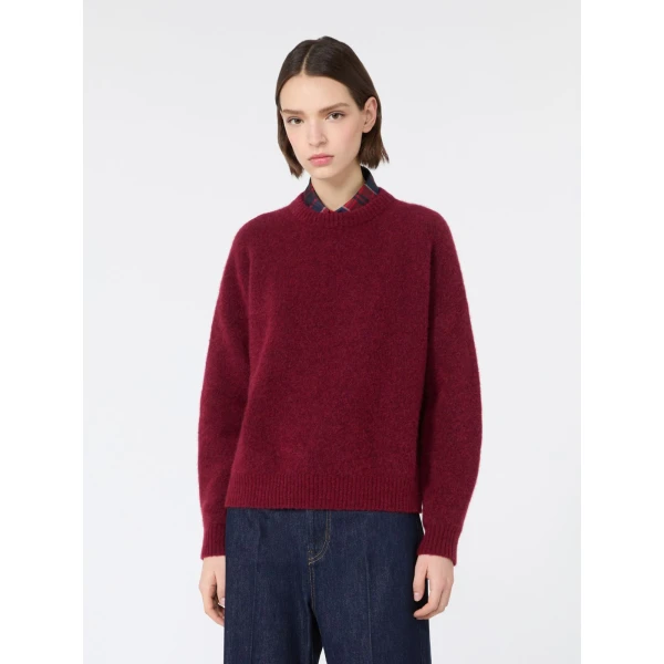 Max Mara Tuono Alpaca and Wool Crew-Neck Jumper in Bordeaux | Sweaters | Coveti