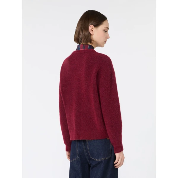Max Mara Tuono Alpaca and Wool Crew-Neck Jumper in Bordeaux | Sweaters | Coveti