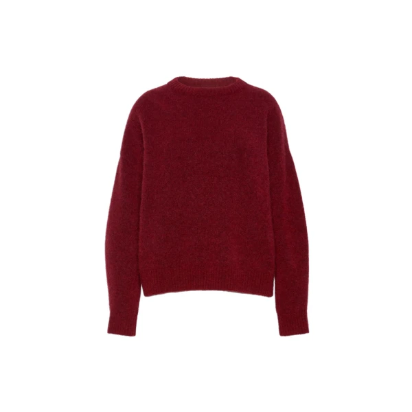 Max Mara Tuono Alpaca and Wool Crew-Neck Jumper in Bordeaux | Sweaters | Coveti