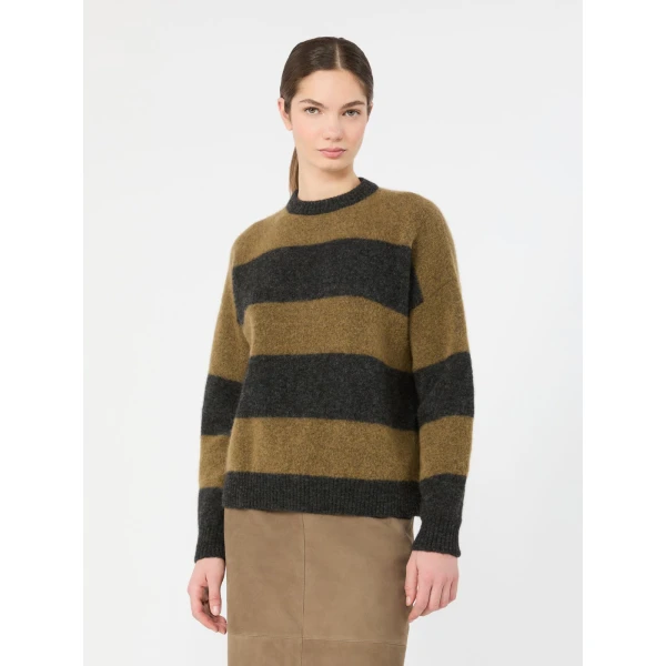 Max Mara Tuono Alpaca and Wool Crew-Neck Jumper in Khaki | Sweaters | Coveti