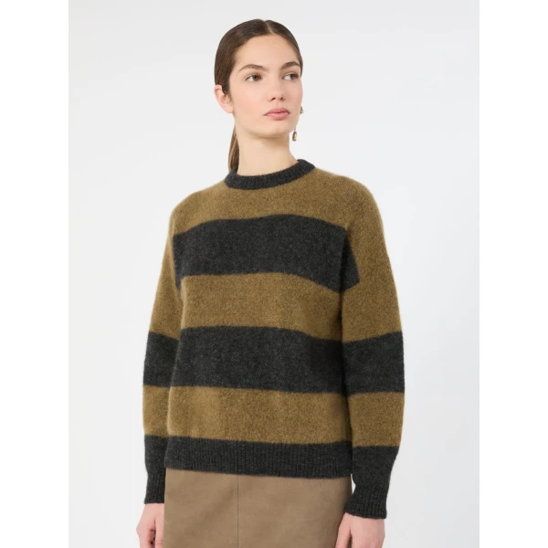 Max Mara Tuono Alpaca and Wool Crew-Neck Jumper in Khaki | Sweaters | Coveti
