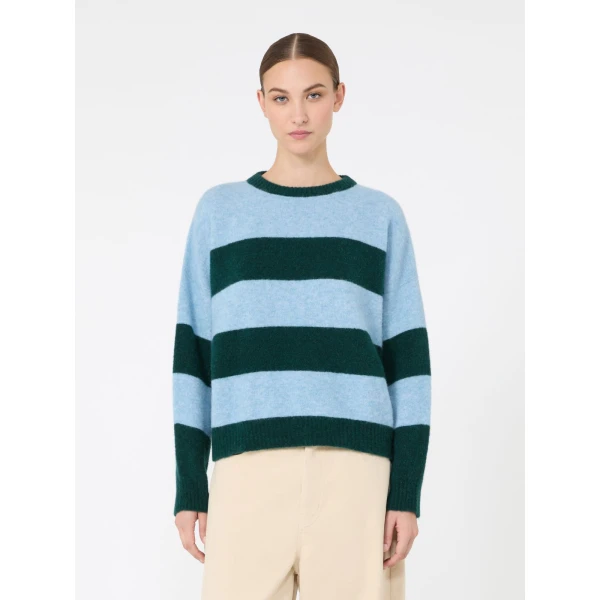 Max Mara Tuono Alpaca and Wool Crew-Neck Jumper in Light Blue | Sweaters | Coveti