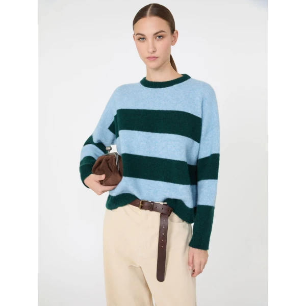Max Mara Tuono Alpaca and Wool Crew-Neck Jumper in Light Blue | Sweaters | Coveti