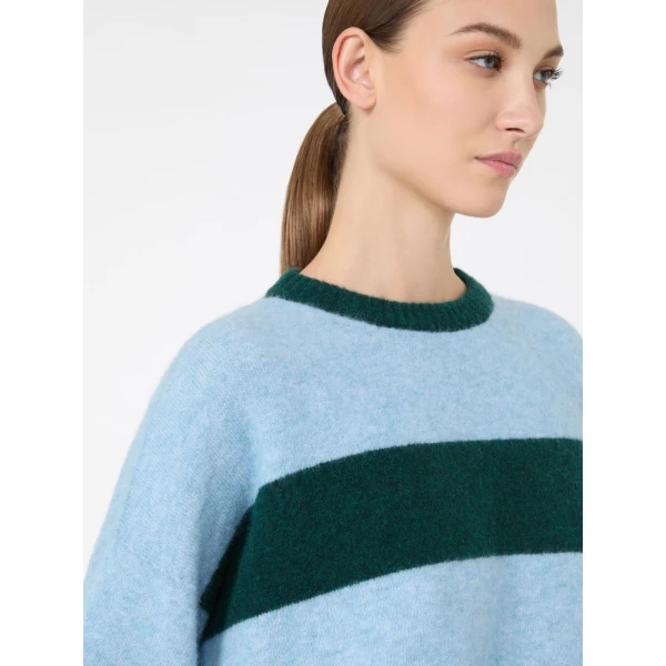 Max Mara Tuono Alpaca and Wool Crew-Neck Jumper in Light Blue | Sweaters | Coveti