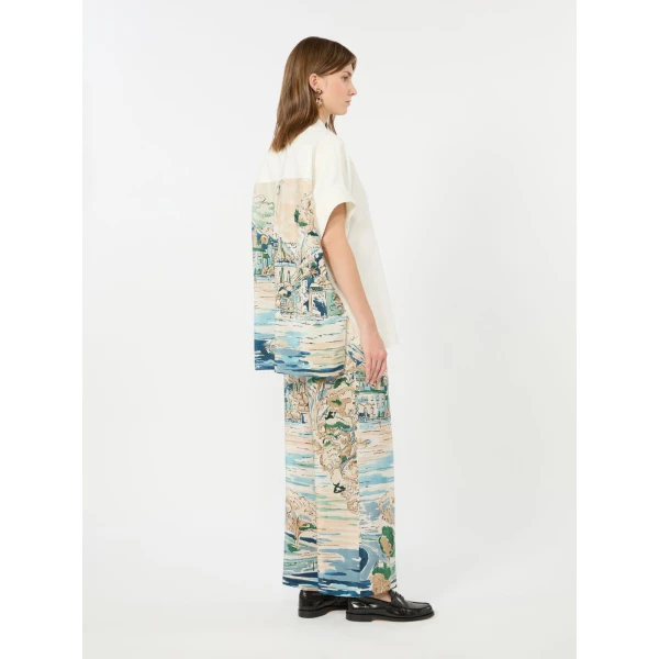 Max Mara Tuono Printed Cotton and Silk Shirt in White | Shirts | Coveti
