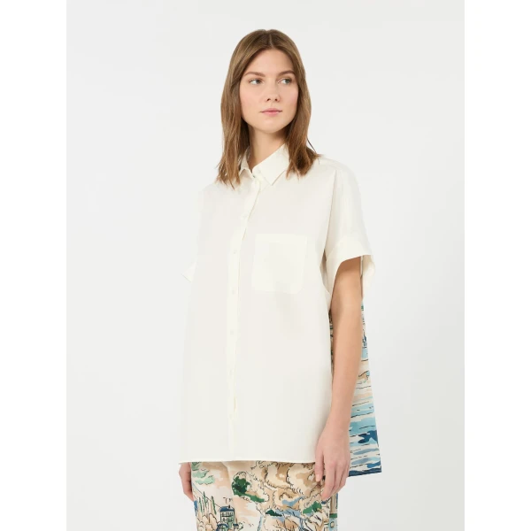 Max Mara Tuono Printed Cotton and Silk Shirt in White | Shirts | Coveti