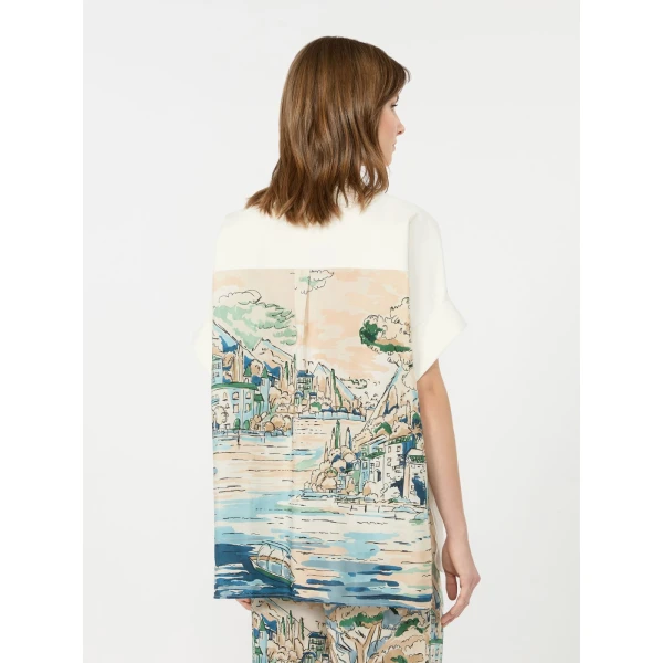 Max Mara Tuono Printed Cotton and Silk Shirt in White | Shirts | Coveti
