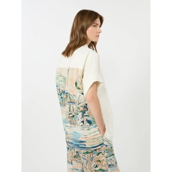 Max Mara Tuono Printed Cotton and Silk Shirt in White | Shirts | Coveti