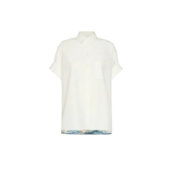 Max Mara Tuono Printed Cotton and Silk Shirt in White | Shirts | Coveti