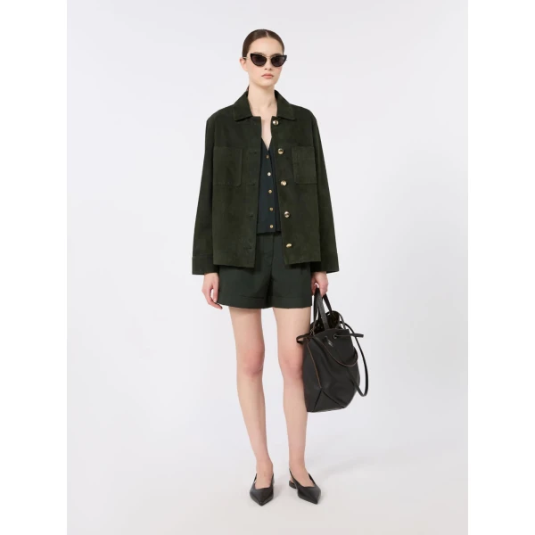Max Mara Ubino Cotton Poplin Shorts in Green | Shorts | Coveti