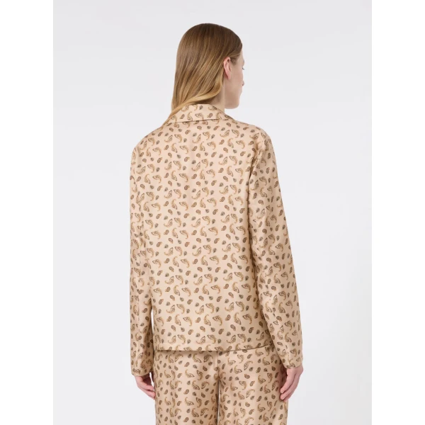 Max Mara Udente Printed Silk Bowling Shirt in Beige | Shirts | Coveti