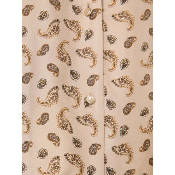 Max Mara Udente Printed Silk Bowling Shirt in Beige | Shirts | Coveti