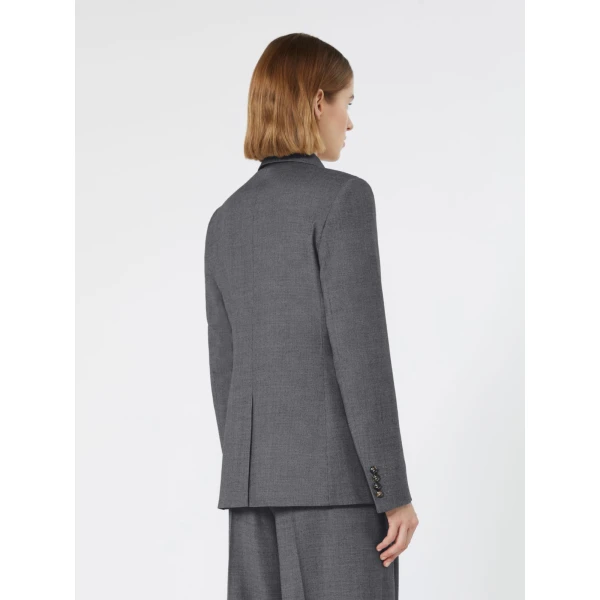 Max Mara Uditore Double-Breasted Wool Flannel Blazer in Dark Grey | Blazers | Coveti