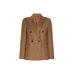 Max Mara Uditore Double-Breasted Wool Flannel Blazer in Tobacco | Blazers | Coveti