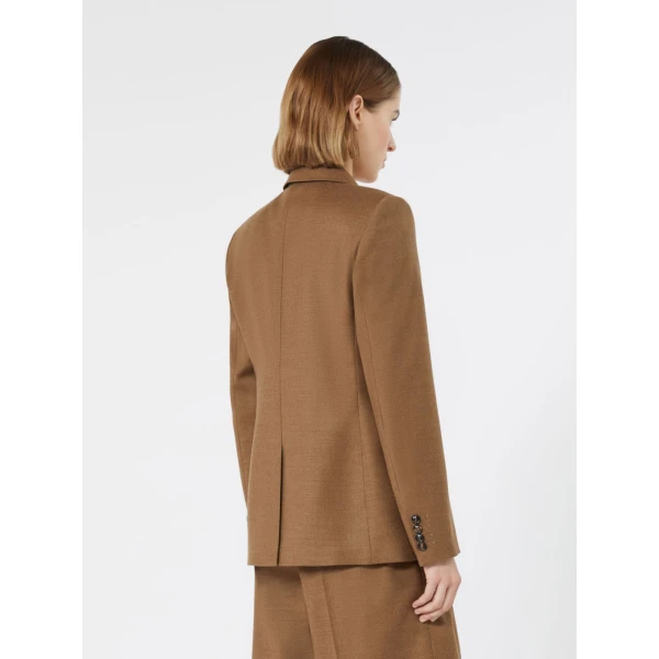 Max Mara Uditore Double-Breasted Wool Flannel Blazer in Tobacco | Blazers | Coveti