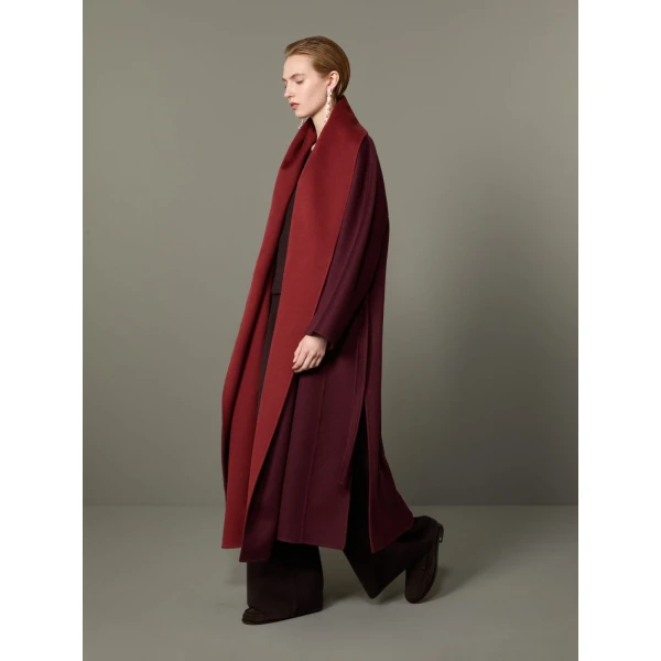 Max Mara Ululo Reversible Brushed Cashmere Foulard Coat in Bordeaux | Wool Coat | Coveti