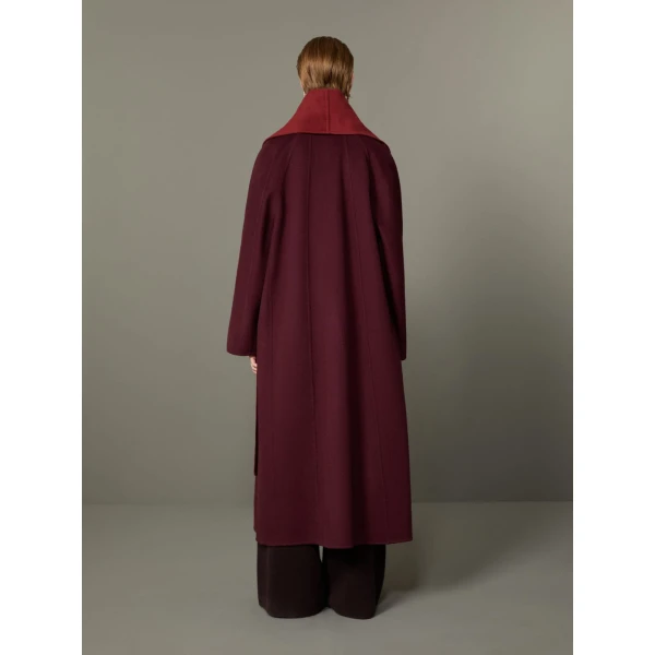 Max Mara Ululo Reversible Brushed Cashmere Foulard Coat in Bordeaux | Wool Coat | Coveti