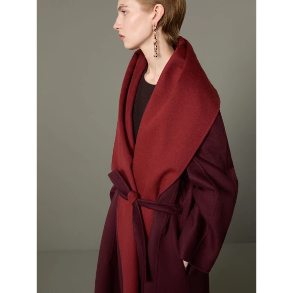 Max Mara Ululo Reversible Brushed Cashmere Foulard Coat in Bordeaux | Wool Coat | Coveti