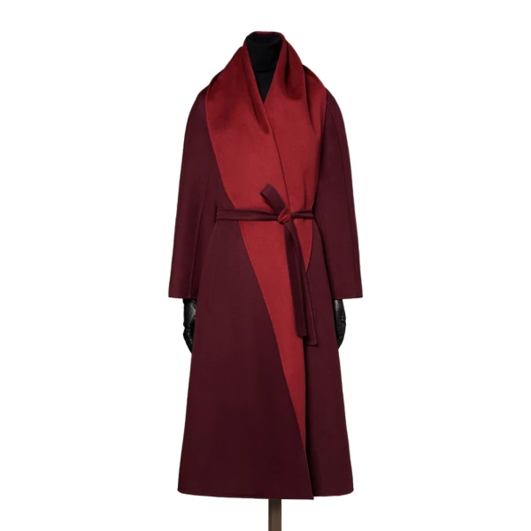 Max Mara Ululo Reversible Brushed Cashmere Foulard Coat in Bordeaux | Wool Coat | Coveti
