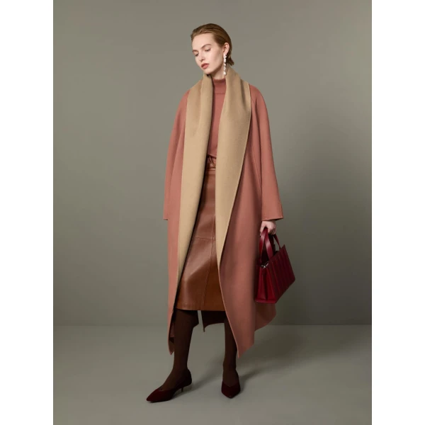 Max Mara Ululo Reversible Brushed Cashmere Foulard Coat in Shaded Pink | Wool Coat | Coveti