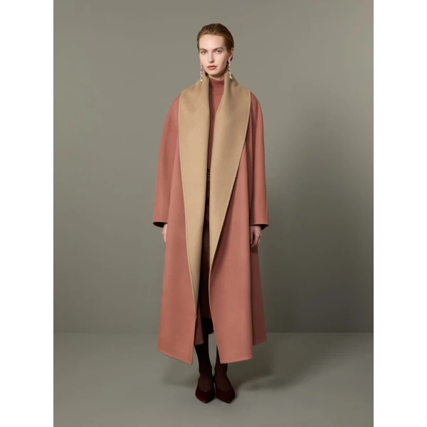 Max Mara Ululo Reversible Brushed Cashmere Foulard Coat in Shaded Pink | Wool Coat | Coveti