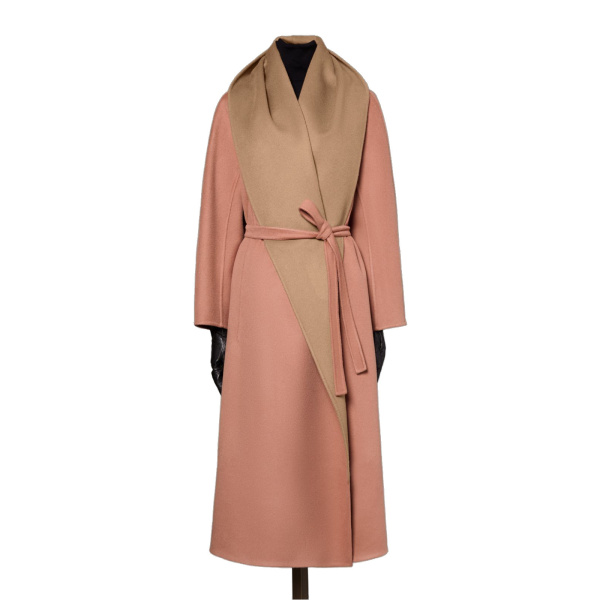 Max Mara Ululo Reversible Brushed Cashmere Foulard Coat in Shaded Pink | Wool Coat | Coveti