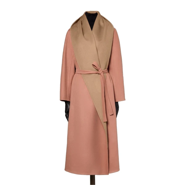 Max Mara Ululo Reversible Brushed Cashmere Foulard Coat in Shaded Pink | Wool Coat | Coveti