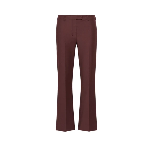 Max Mara Umanita Stretch Cotton-Blend Trousers in Bordeaux | Tailored pants | Coveti