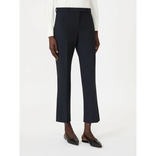 Max Mara Umanita Stretch Cotton-Blend Trousers in Midnight Blue | Tailored pants | Coveti