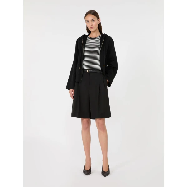 Max Mara Umano Slim Viscose Crepe Sweater in Black and White | Sweaters | Coveti
