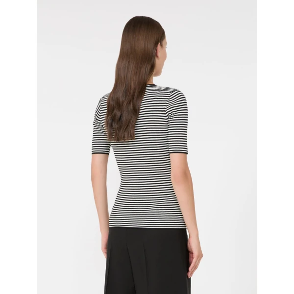 Max Mara Umano Slim Viscose Crepe Sweater in Black and White | Sweaters | Coveti