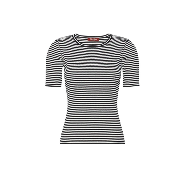 Umano Slim Viscose Crepe Sweater in Black and White