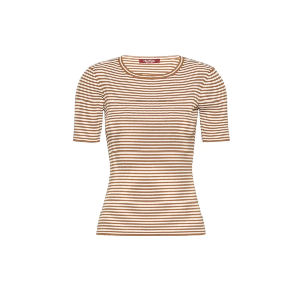 Max Mara Umano Slim Viscose Crepe Sweater in Caramel | Sweaters | Coveti