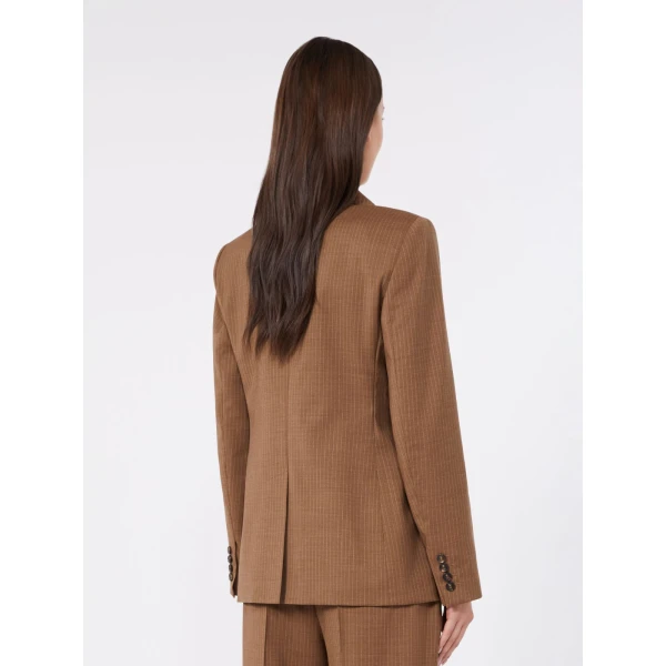 Max Mara Umico Double-Breasted Wool Blazer in Camel | Blazers | Coveti